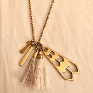 Jcrew gold tassel, arrow pendants necklace